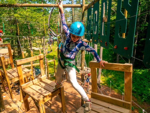 We have a two-story aerial Adventure Park with 15 elements in addition to our High Ropes Course and natural rock formations for Rock Climbing.