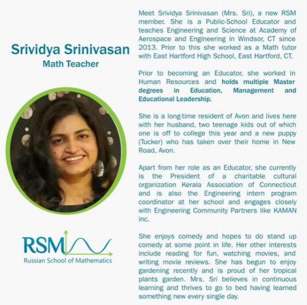 Srividya Srinivasan - Teacher